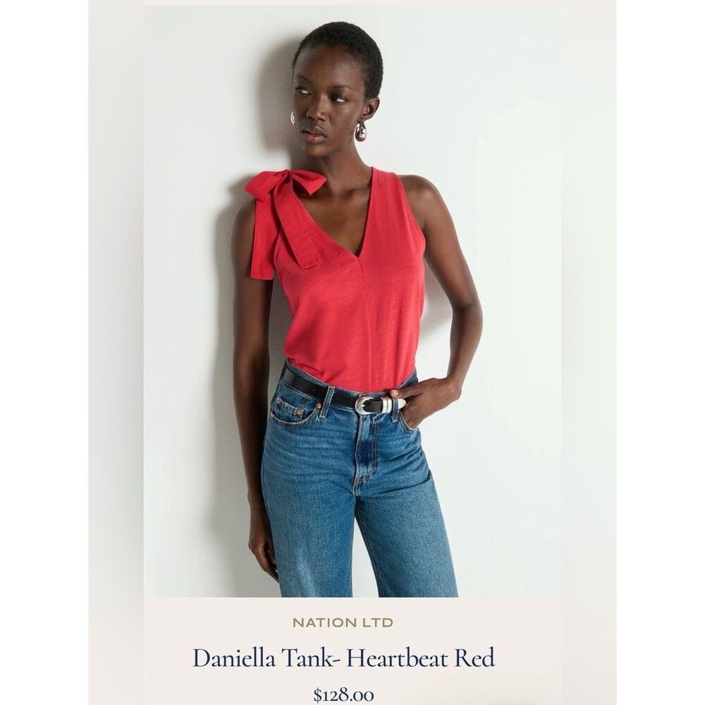 Nation LTD Daniella Heartbeat Red Tie-Shoulder V-Neck Tank